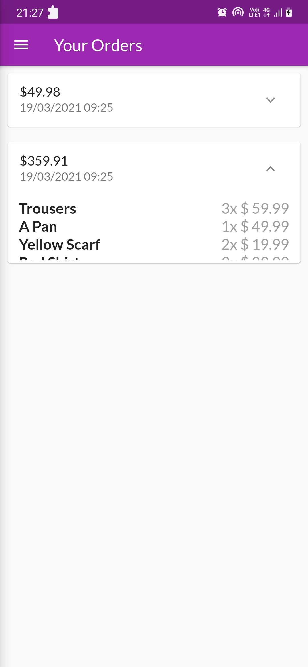 Order Screen